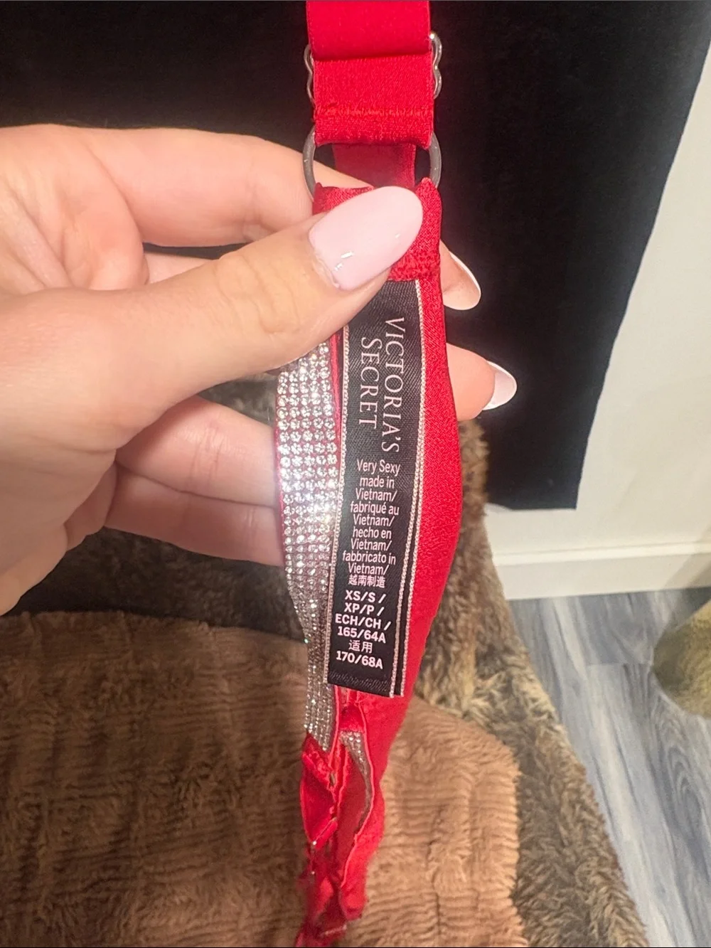 VS small Red Rhinestone Garter Belt - Sparkling Women's Accessory